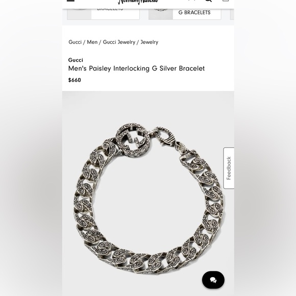 Gucci Other - Gucci
Men's Paisley Interlocking G Silver Bracelet